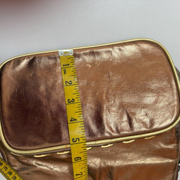 Dawli Vintage Studed Genuine Leather Made In U.S.A.Crossbody Purse Bag Rose Gold - Picture 10 of 12